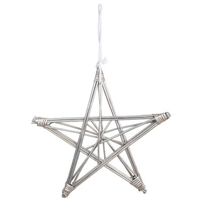 Estrella decoracion de mimbre plata referencia:17999