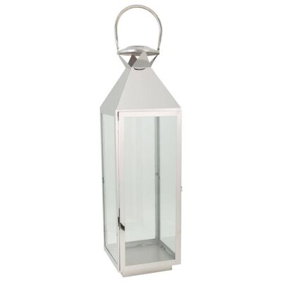 LANTERNA IN ACCIAIO INOX E VETRO 28,5x27,5x94h cm referenza:18747