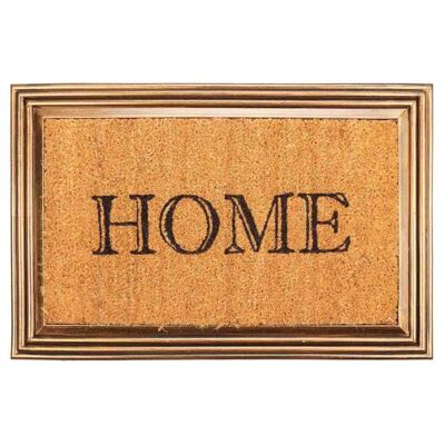 Rubber and natural fiber mat with printed home text reference: 18938