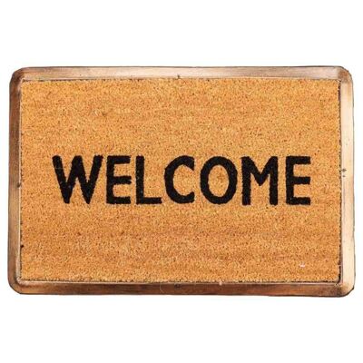 Rubber and natural fiber doormat with text welcome reference:18939