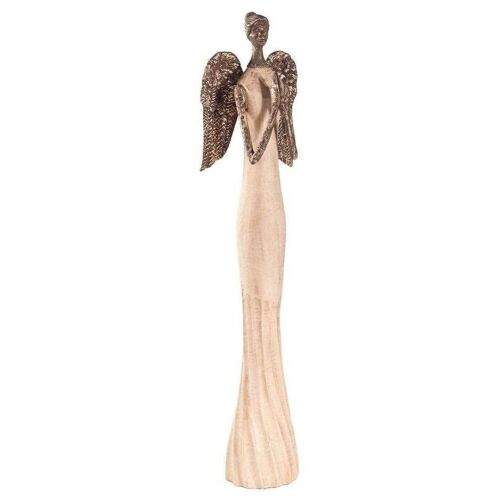 Figura de angel africano de madera y aluminio referencia:13887