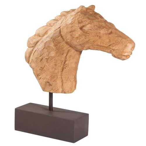 Figura de cabeza de caballo de madera con soporte referencia:13893