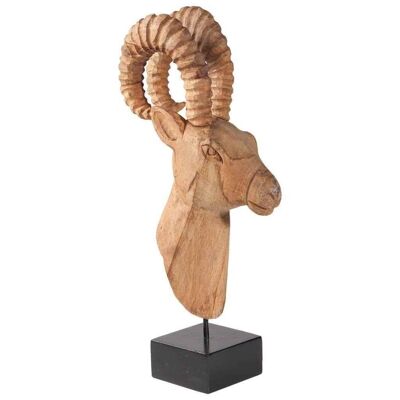 Figura de cabeza de carnero de madera con soporte referencia:13894