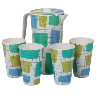 Jarra y 4 vasos de bambu set 5 piezas referencia:15438