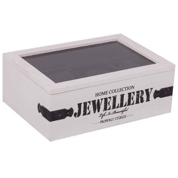 Boîte à bijoux en bois laqué blanc référence : 15362 1
