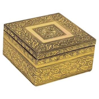 COFFRET A BIJOUX METAL EMBOSSÉ 12.5x12.5x7h cm reference:23721 1