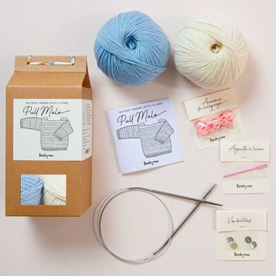 Box-Layette Pullover Malo Farbe Natur/Himmelblau