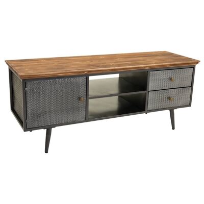 KIT MUEBLE BAJO DE METAL Y MADERA 130x42x52h cm referencia 19673