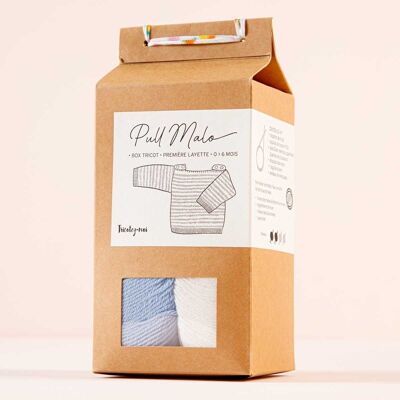 Box layette Pull Malo couleur Blanc/Marine