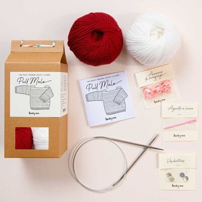 Box-Layette Pullover Malo Farbe Natur/Rubin