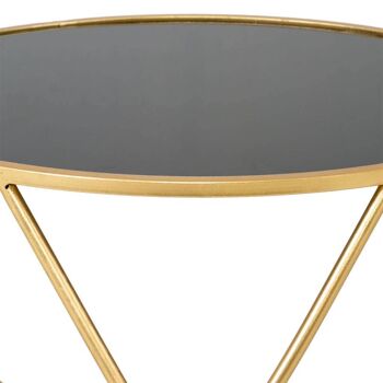 Table d'appoint ronde en métal doré et miroir noir référence 19027 3