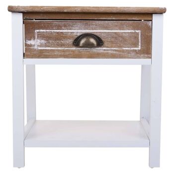 TABLE BLANCHE ET MARRON 40x29x42h cm référence 24137 2