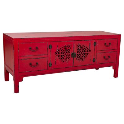 MUEBLE BAJO DE MADERA ROJO 120x40x50h cm referencia 23638