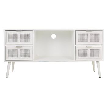 MEUBLE BAS EN BOIS ET GRILLE BLANCHE 120x42x60h cm référence 21483 3