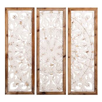 MURAL EN BOIS SCULPTÉ 3 PCS 90x2.5x90h cm référence 21822 3