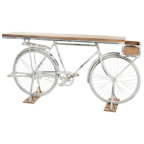 RECIBIDOR BICICLETA BLANCO DE MADERA Y METAL 198x50x90h cm referencia 19104