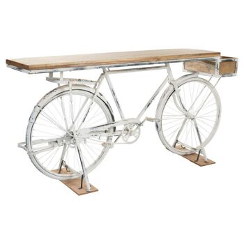 PORTE VÉLO BOIS BLANC ET MÉTAL 198x50x90h cm référence 19104 3