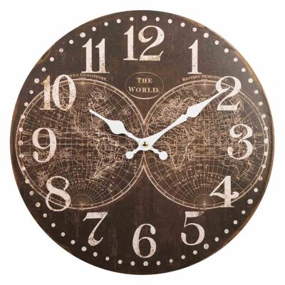 RELOJ DE PARED DE MADERA NEGRO D34x2 referencia 24453