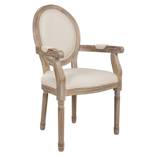 SILLA DE MADERA TAPIZADA BEIGE 55x46x48/96h cm referencia 18303