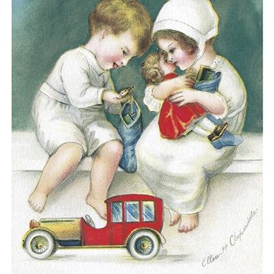 Christmas toys postcard