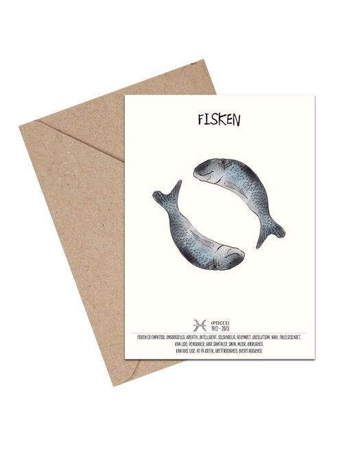 Pisces zodiac A6 card