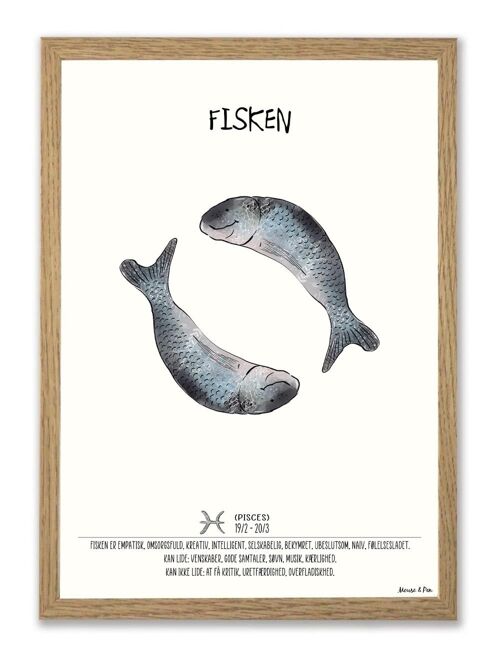Pisces zodiac A4 poster