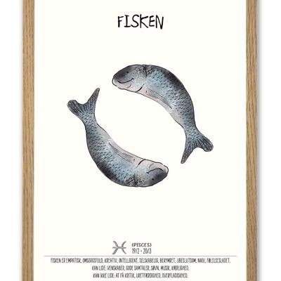 Poster A4 dello zodiaco dei Pesci