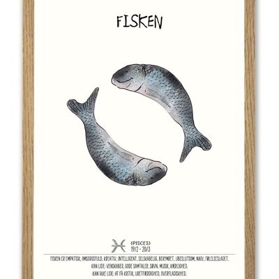 Affiche A4 du zodiaque Poissons