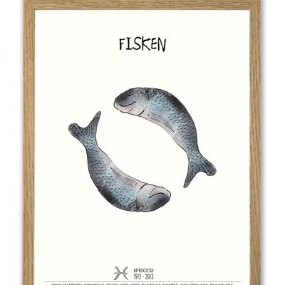Pisces zodiac A3 poster