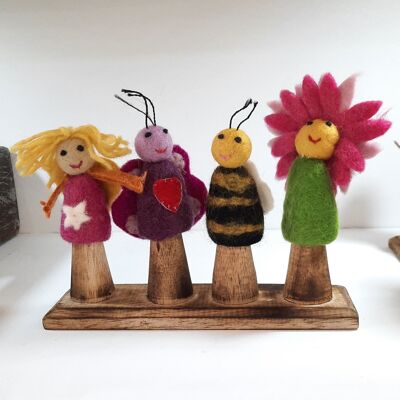 Marionette da dito in feltro di lana - Giardino - PAPOOSE TOYS