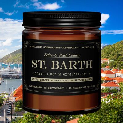 Bougie Parfumée St. Barth - Édition Belle & Riche - Bois Blancs | Patchouli | Cuir léger