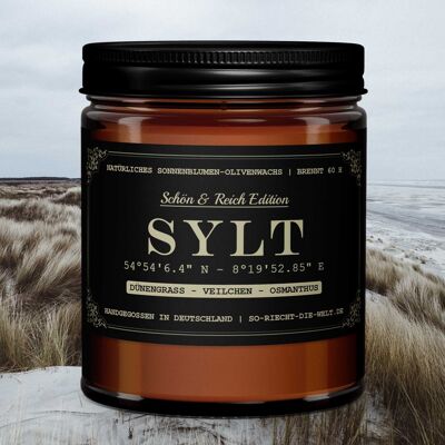 Bougie parfumée Sylt - Édition belle et riche - Herbe des dunes | violette | osmanthus