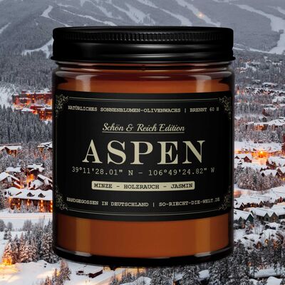 Vela aromática Aspen - Edición hermosa y rica - Menta | humo de leña | jazmín