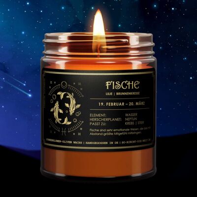 Pisces Zodiac Scented Candle - Lily | watercress