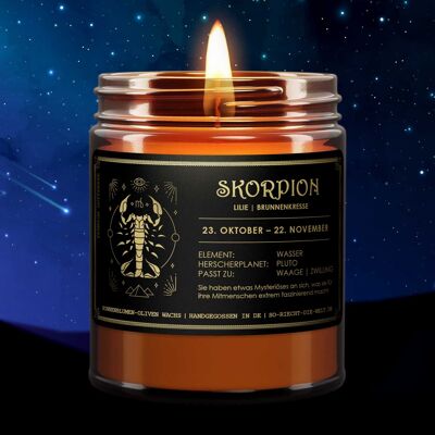 Scorpio Zodiac Scented Candle - Lily | watercress
