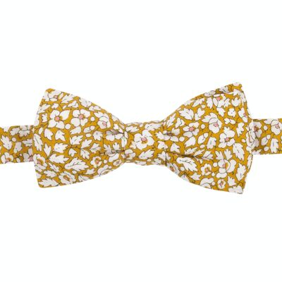 Mustard Liberty Feather Meadow bow tie