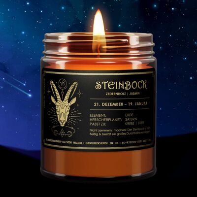 Capricorn Zodiac Scented Candle - Cedar Wood | jasmine