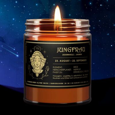 Virgo Zodiac Scented Candle - Cedar Wood | jasmine