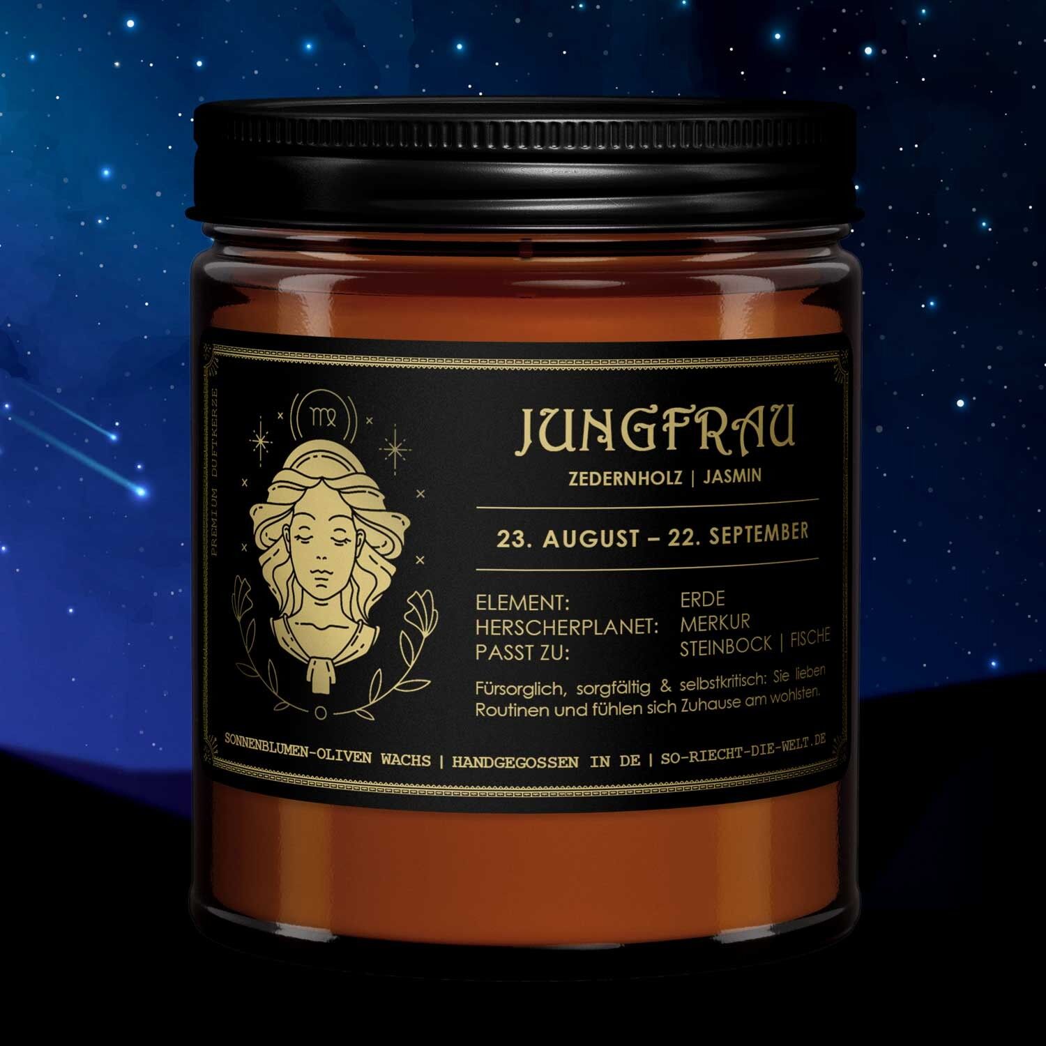 Jungfrau Sternzeichen Duftkerze - Zedernholz | Jasmin