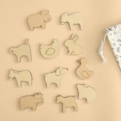 Magnetic wooden game - Farm animals