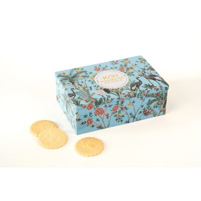 Shortbread cookies assortment of plain shortbread, all chocolate and lemon chips - metal box "Invitation to travel" 300g