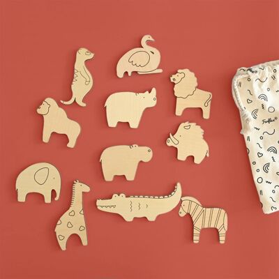 Magnetic wooden game - Animals of the savannah