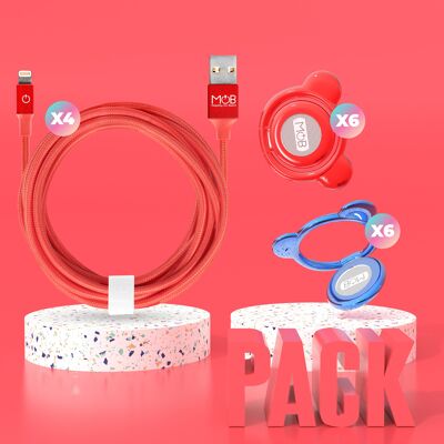 PACK - Accessoires téléphone - Câble lightning & Teddy ring
