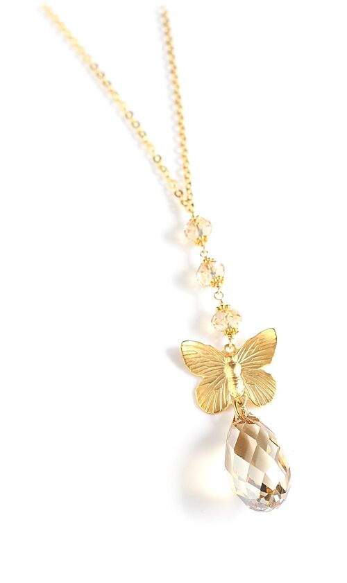 Long butterfly necklace with crystals