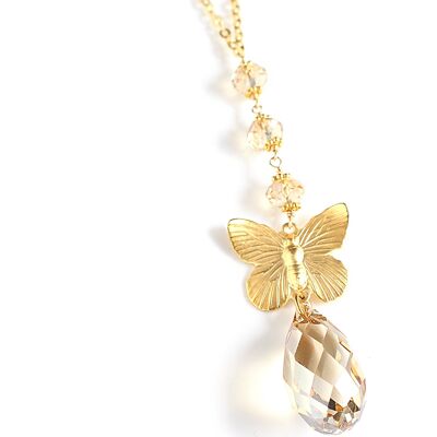 Long butterfly necklace with Swarovski crystals