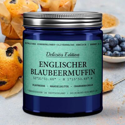 Vela perfumada English Blueberry Muffin - Edición deliciosa - Blueberry | flor de almendro | piel de naranja