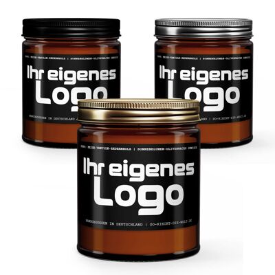 Bougies parfumées en marron avec votre propre logo