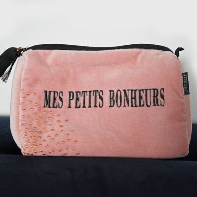 PETITS BONHEURS - Pochette en Velours rose