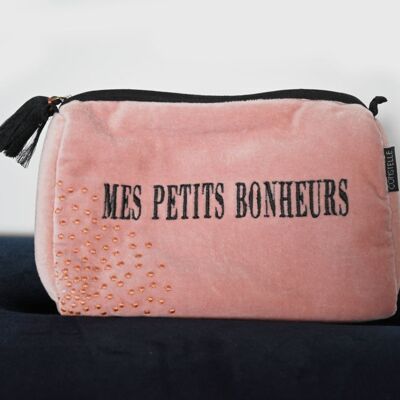 PETITS BONHEURS - Pochette en Velours rose