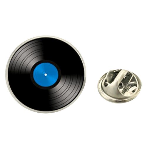 Vinyl Disc Lapel Pin - Blue and Black